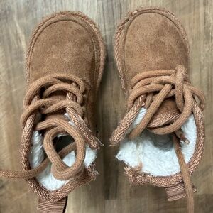 Kids Cozy Faux-Shearling Lace-Up Boots in Chestnut Brown like Uggs